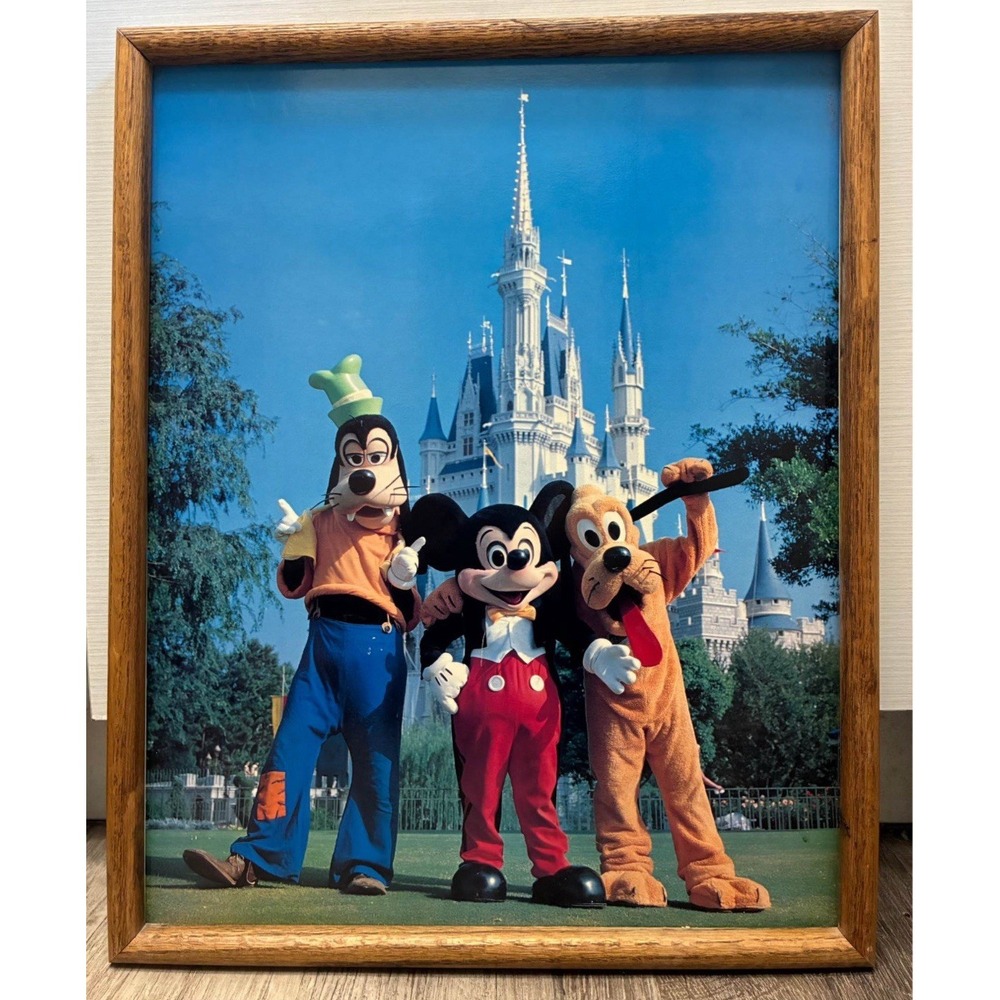Disney Photo Print Welcome To The Magic Kingdom Mickey Friends 16x20" Vintage